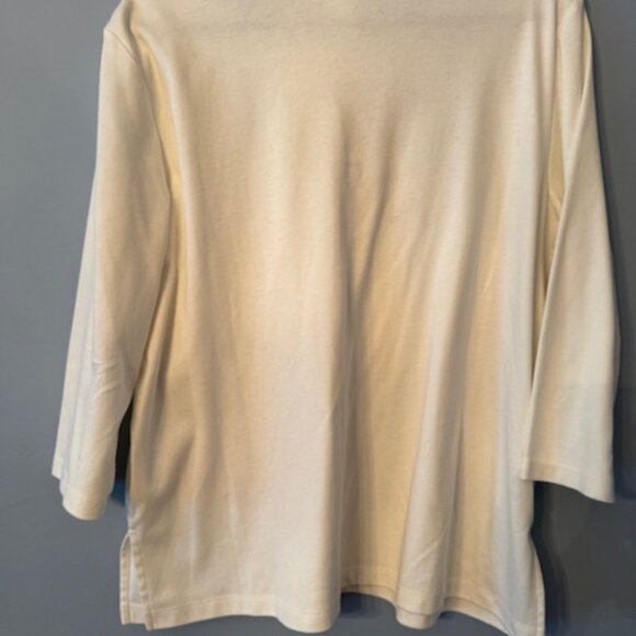 Alfred Dunner 3/4 Sleeve Top - White/Grey - Size XL - Picture 4 of 4